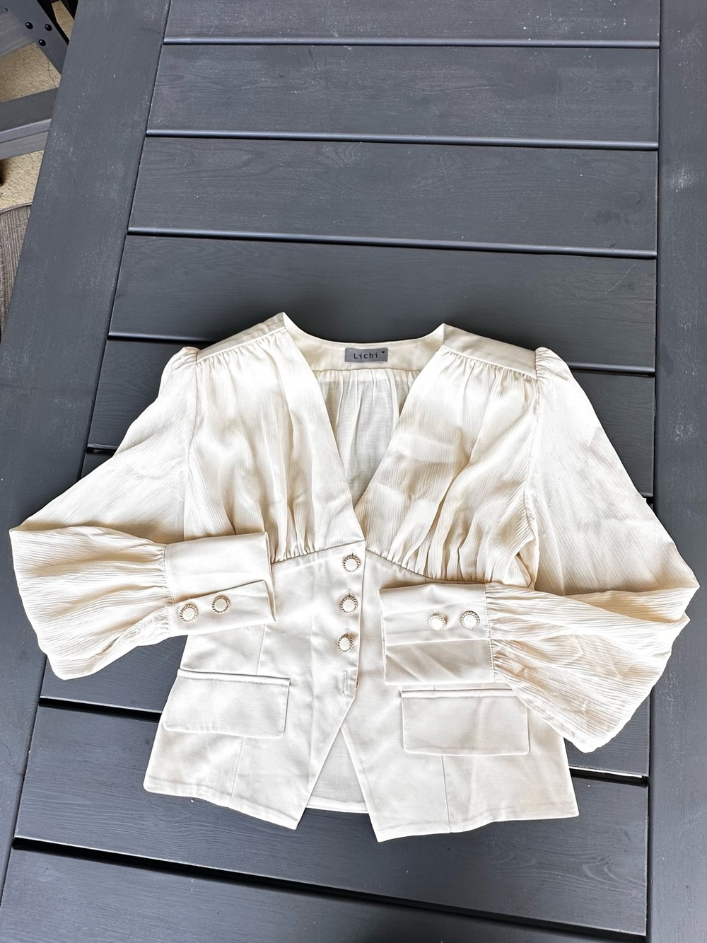 Lichi V-neck satin blouse Size M